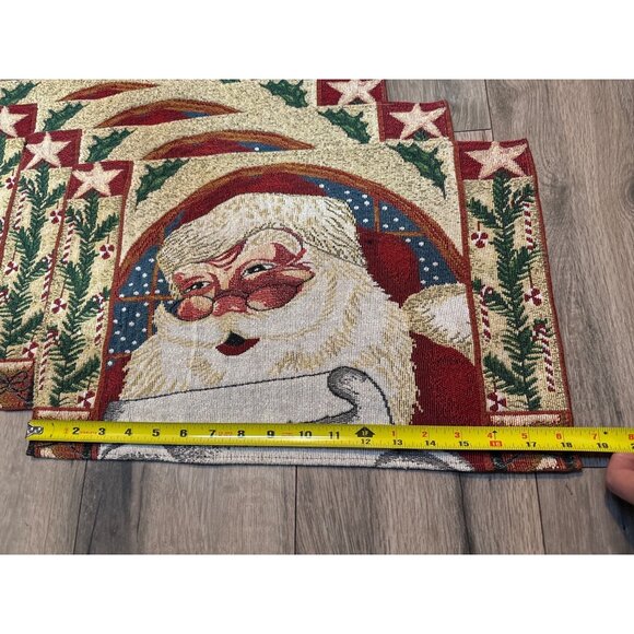 Set Of 4 Santa Claus Christmas Tapestry Kitchen Table Holiday Placemats - Picture 3 of 4